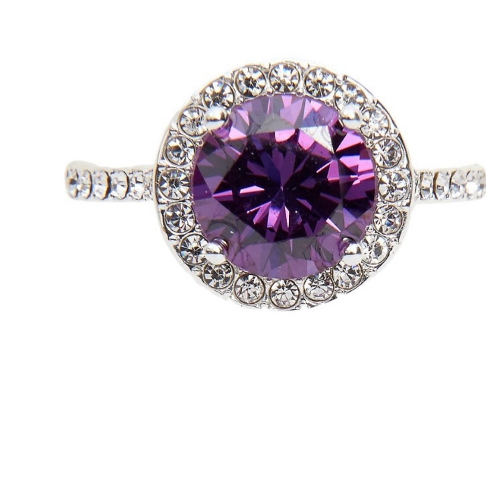 Elegant Purple and Silver cubic zirconia Ring sz8